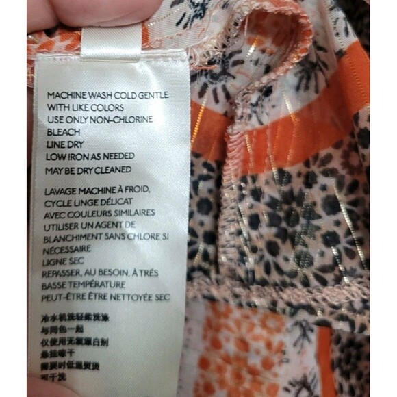 Free People Aliyah Boho Patchwork Tunic Top Sz XS Festival Orange Metallic NWOT - Picture 9 of 12